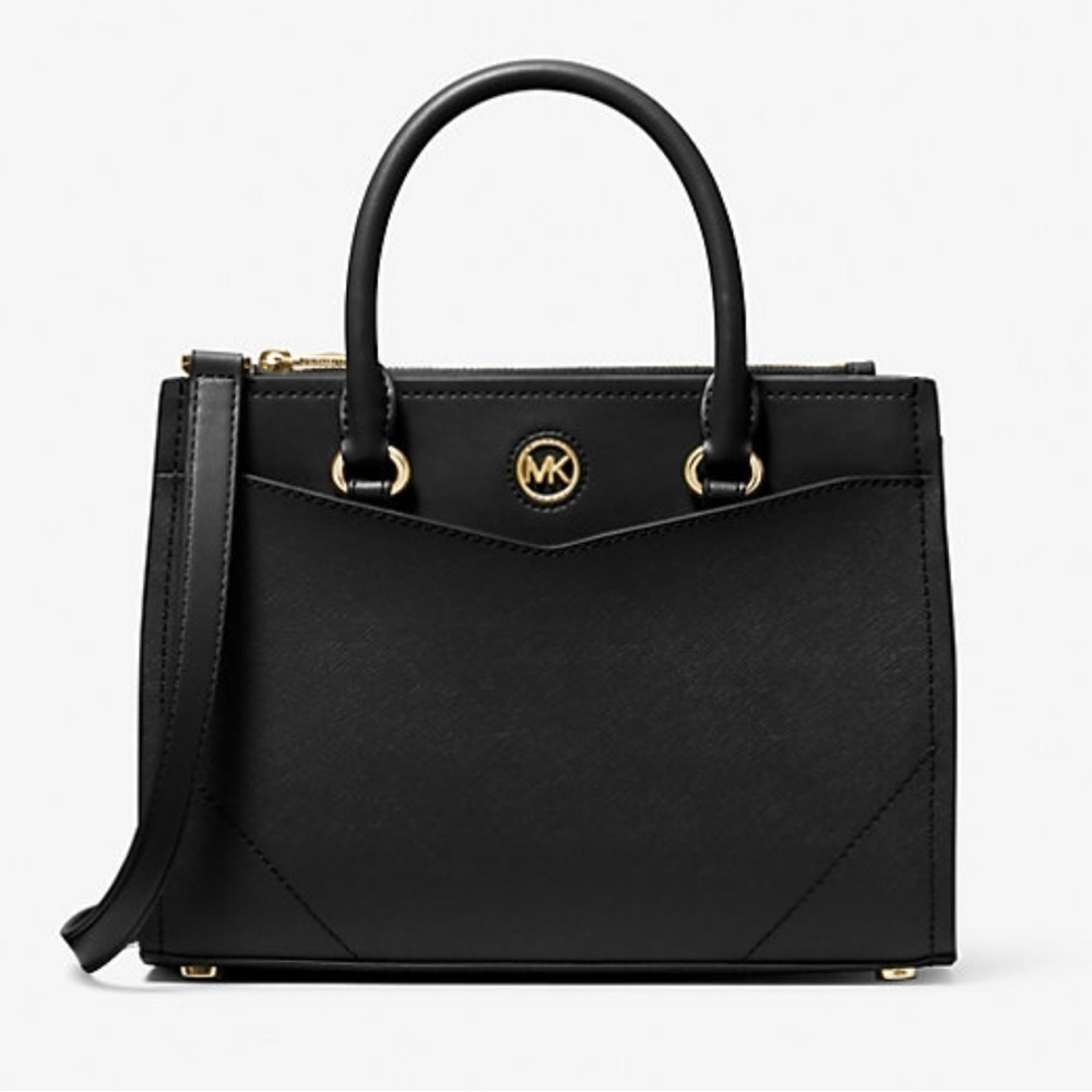 MICHAEL KORS‎ Everly Black Medium Saffiano Leather Satchel. NWT
